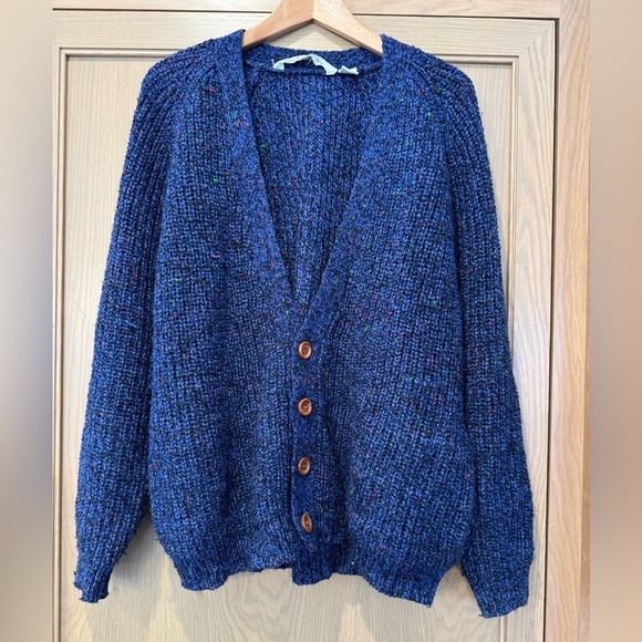 Vintage Blueprint Wool Blend Button Front Cardigan with Pockets / Large - Picture 1 of 13